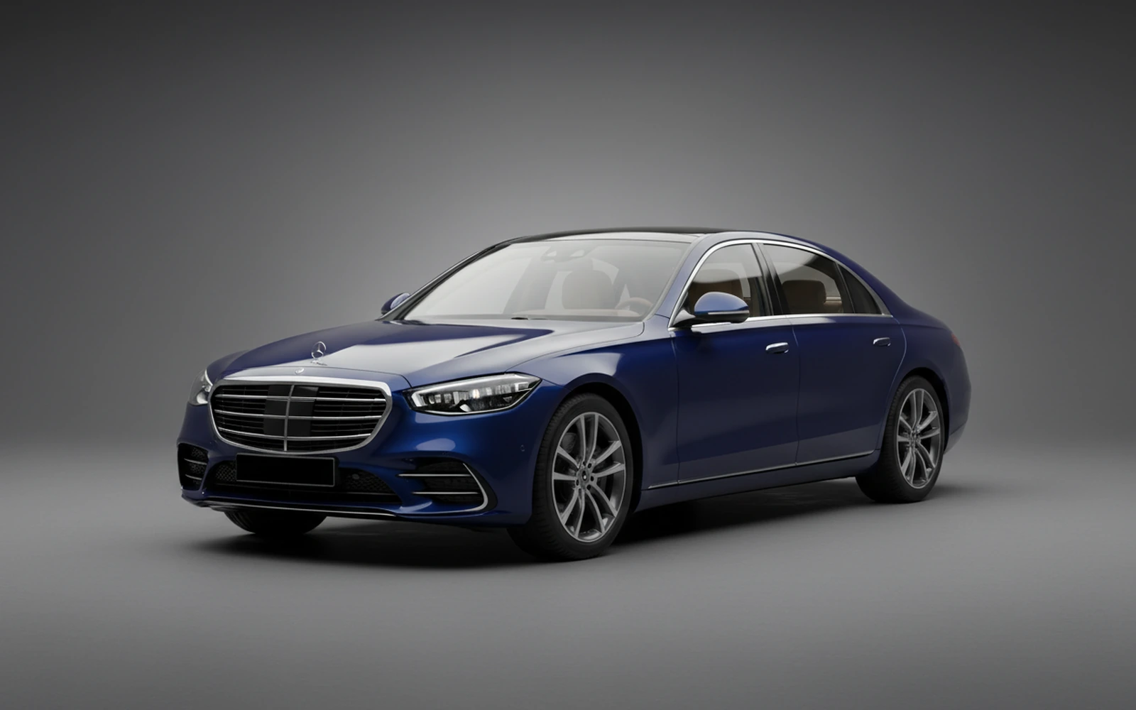 Mercedes-Benz S450L Blue 2023 for rent in Miami — exterior front view