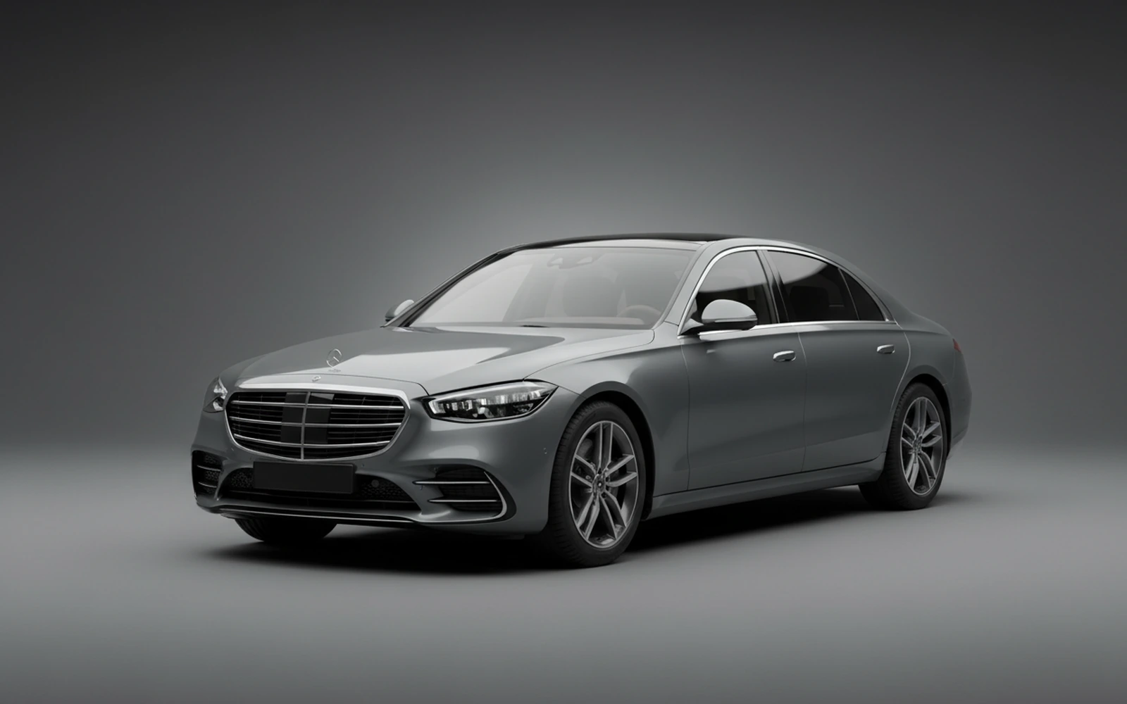 Mercedes-Benz S450L Grey 2023 for rent in Miami — exterior front view