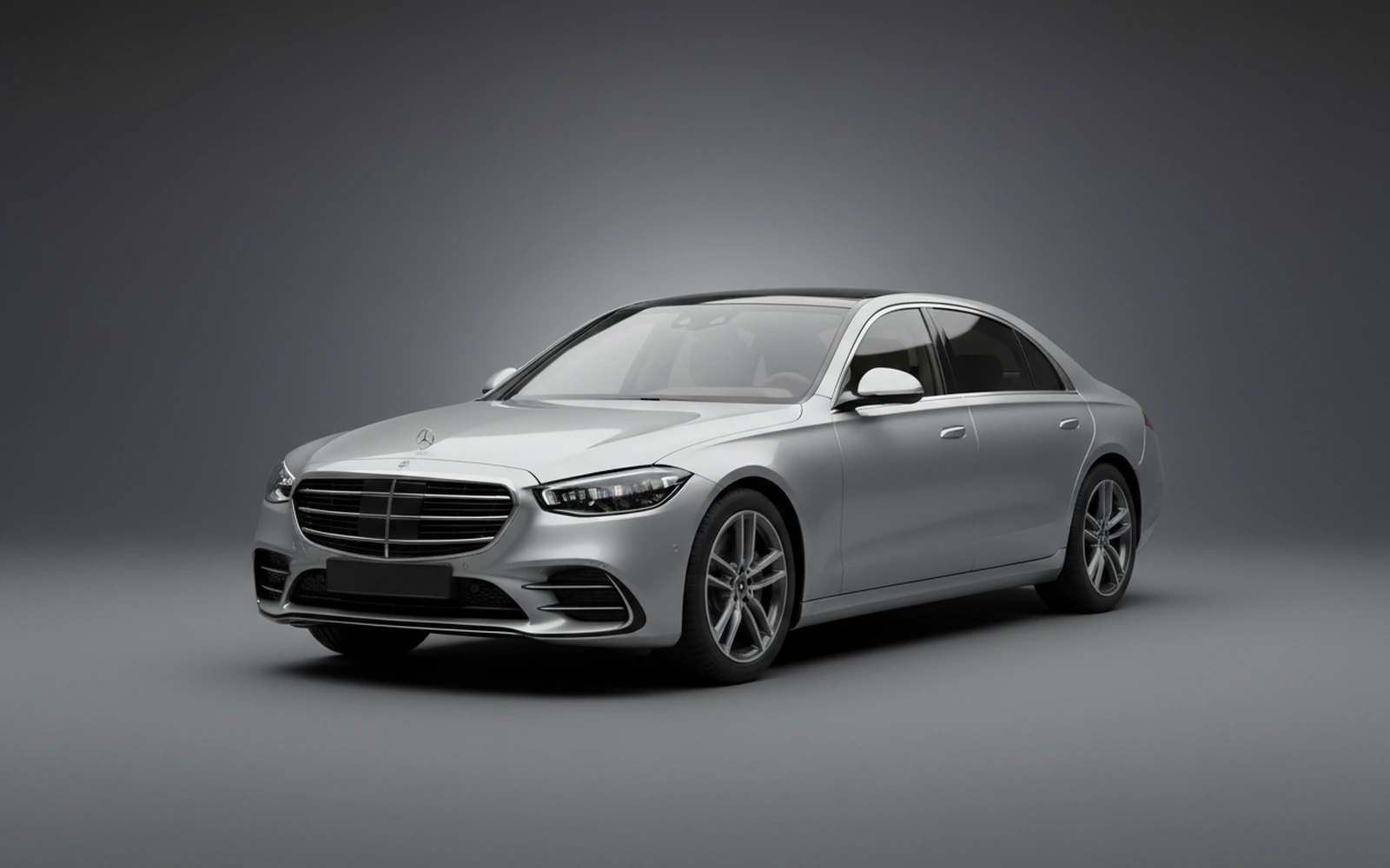 Mercedes-Benz S450L Silver 2023 for rent in Miami — exterior front view