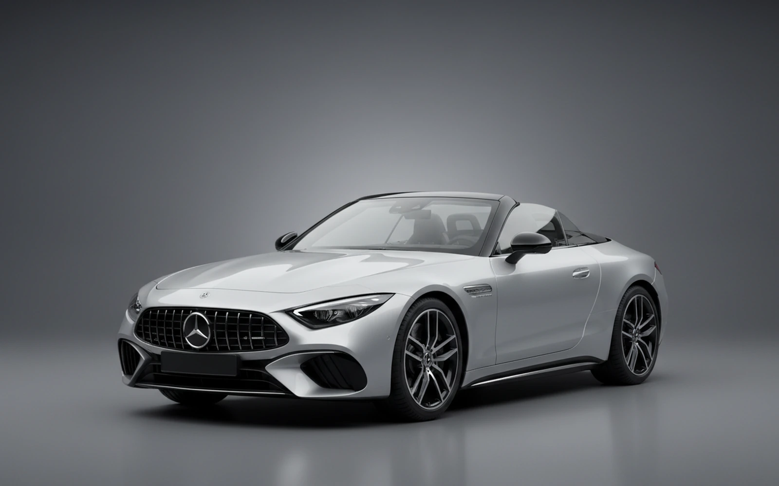 Mercedes-Benz SL43 Silver 2022 for rent in Miami — exterior front view