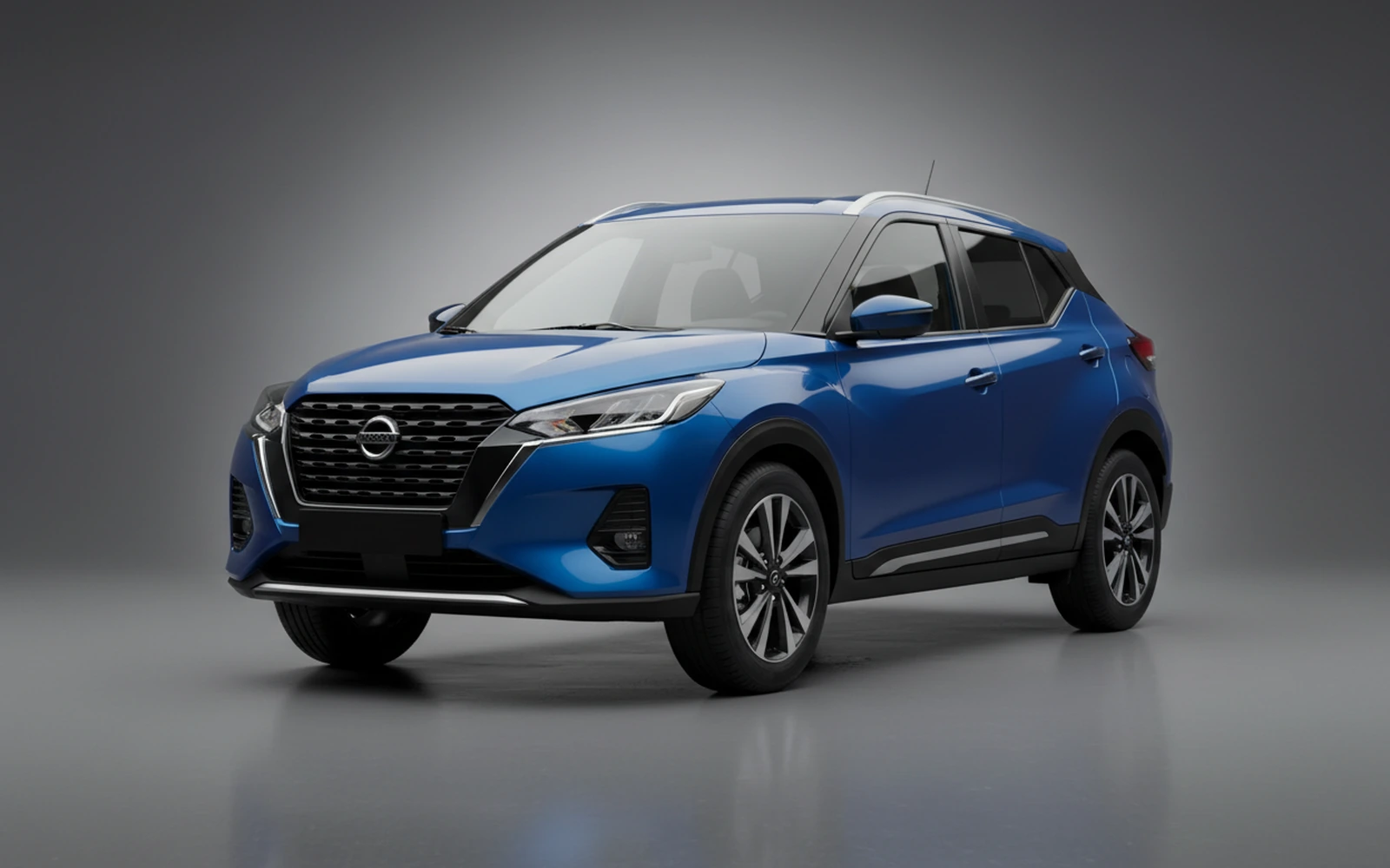Nissan Kicks Blue 2025 for rent in Miami — exterior front view