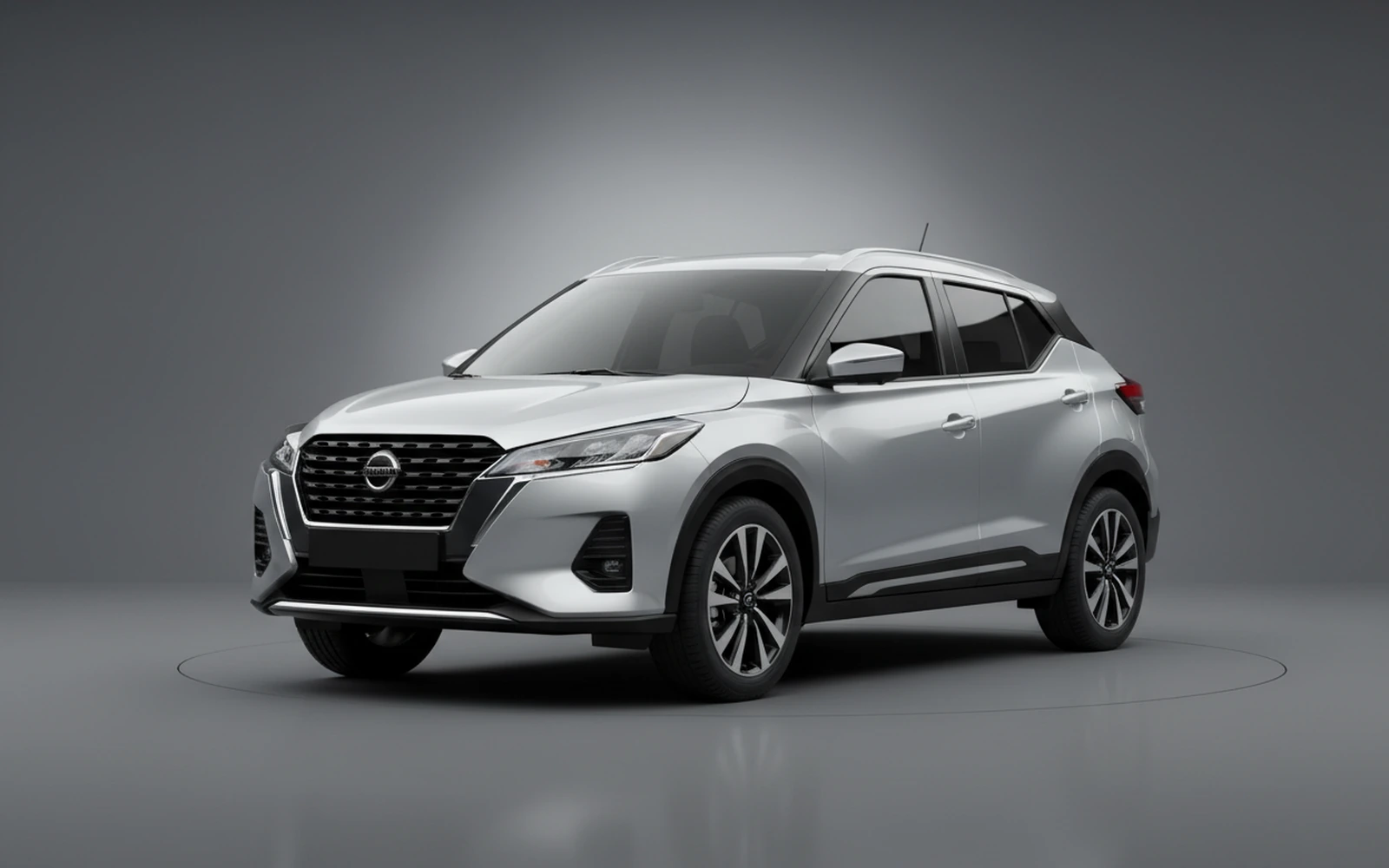 Nissan Kicks Silver 2025 for rent in Miami — exterior front view