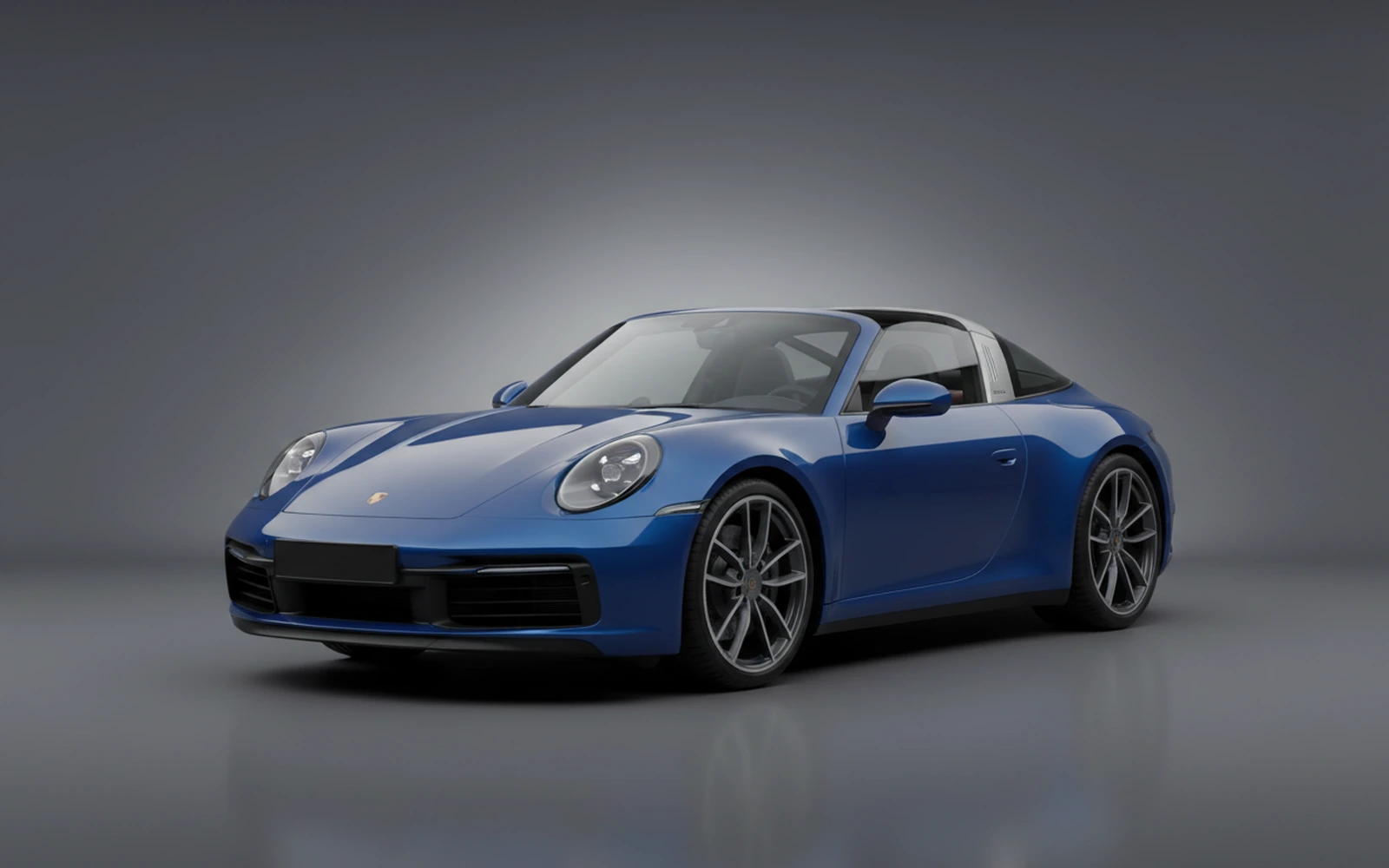 Porsche 911 Targa 4S Blue 2022 for rent in Miami — exterior front view