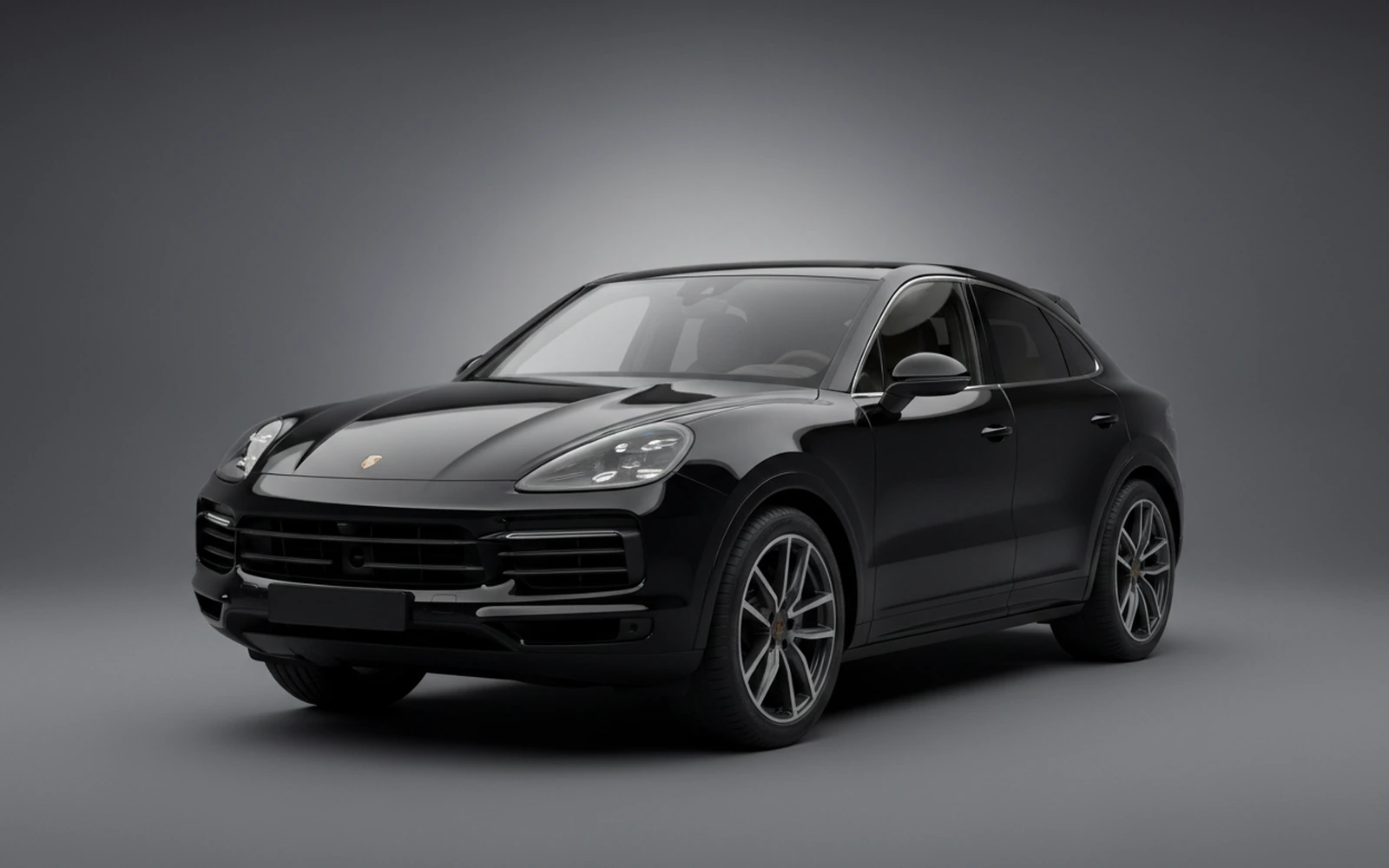 Porsche Cayenne Coupe Black 2024 for rent in Miami — exterior front view