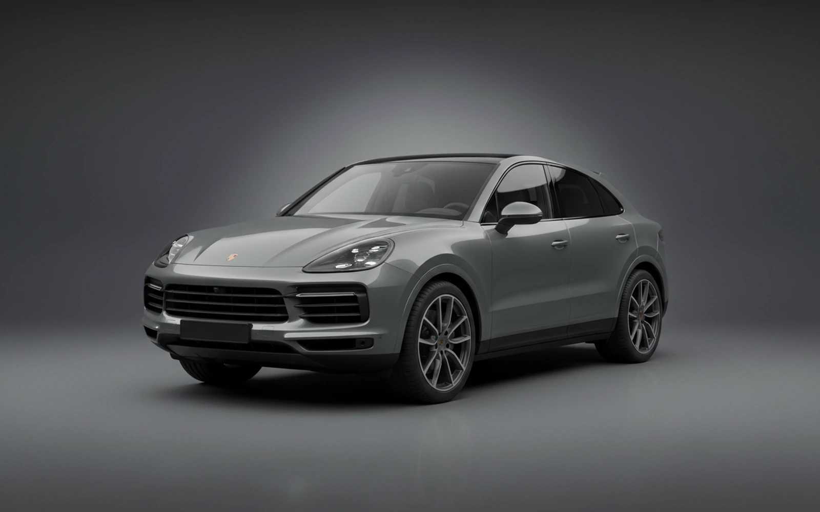 Porsche Cayenne Coupe Grey 2024 for rent in Miami — exterior front view