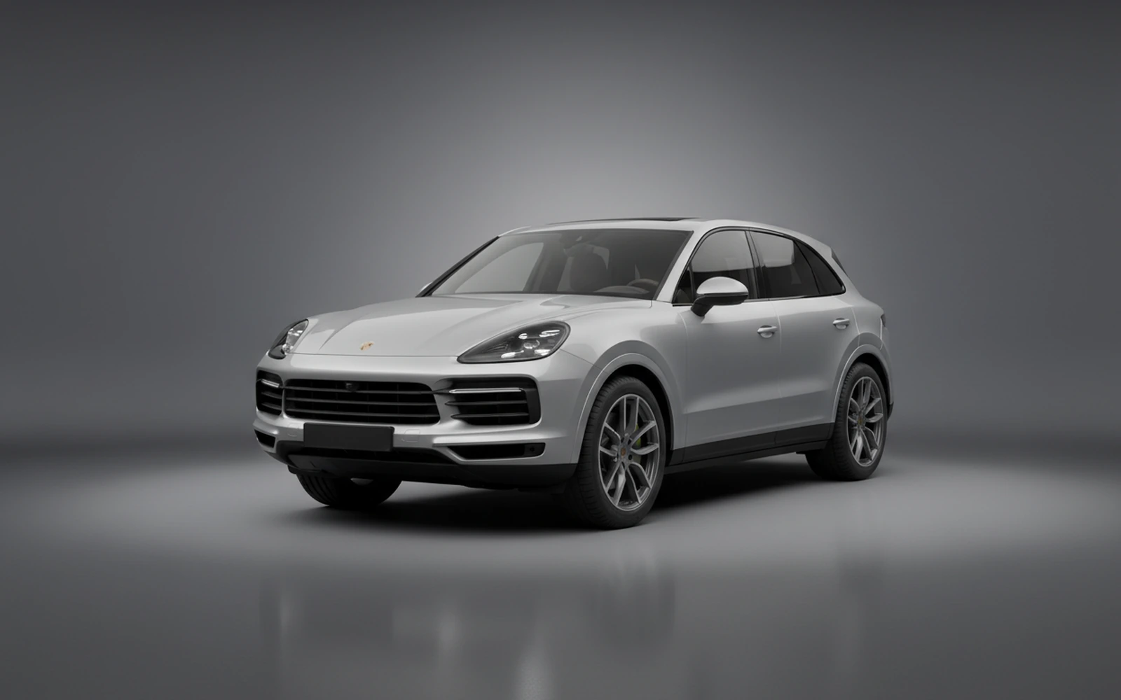 Porsche Cayenne Silver 2024 for rent in Miami — exterior front view