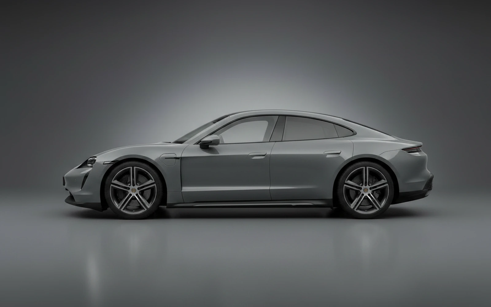 Porsche Taycan Grey 2025 — exterior rear view