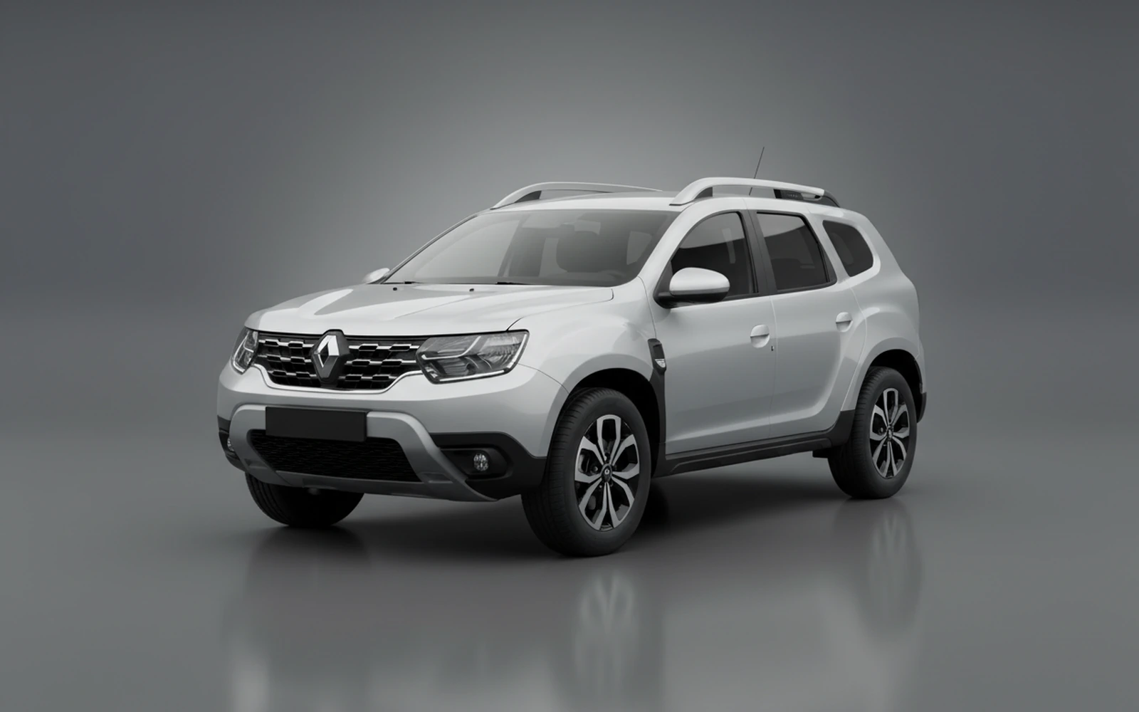 Renault Duster Silver 2025 for rent in Miami — exterior front view
