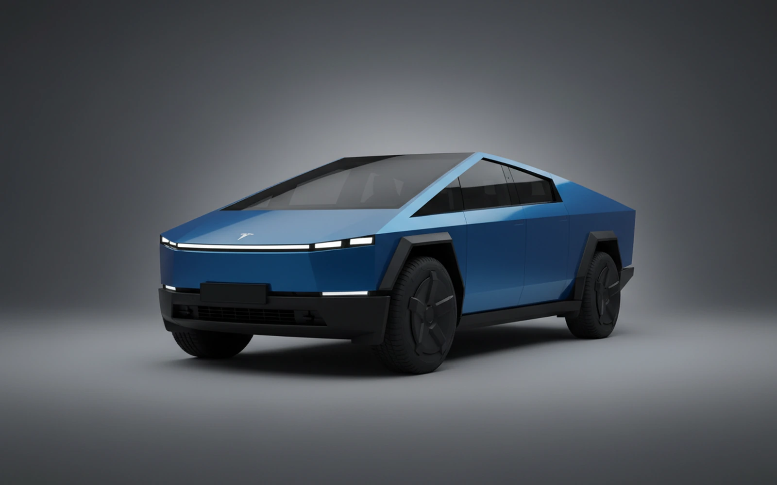 Tesla Cybertruck Blue 2024 for rent in Miami — exterior front view