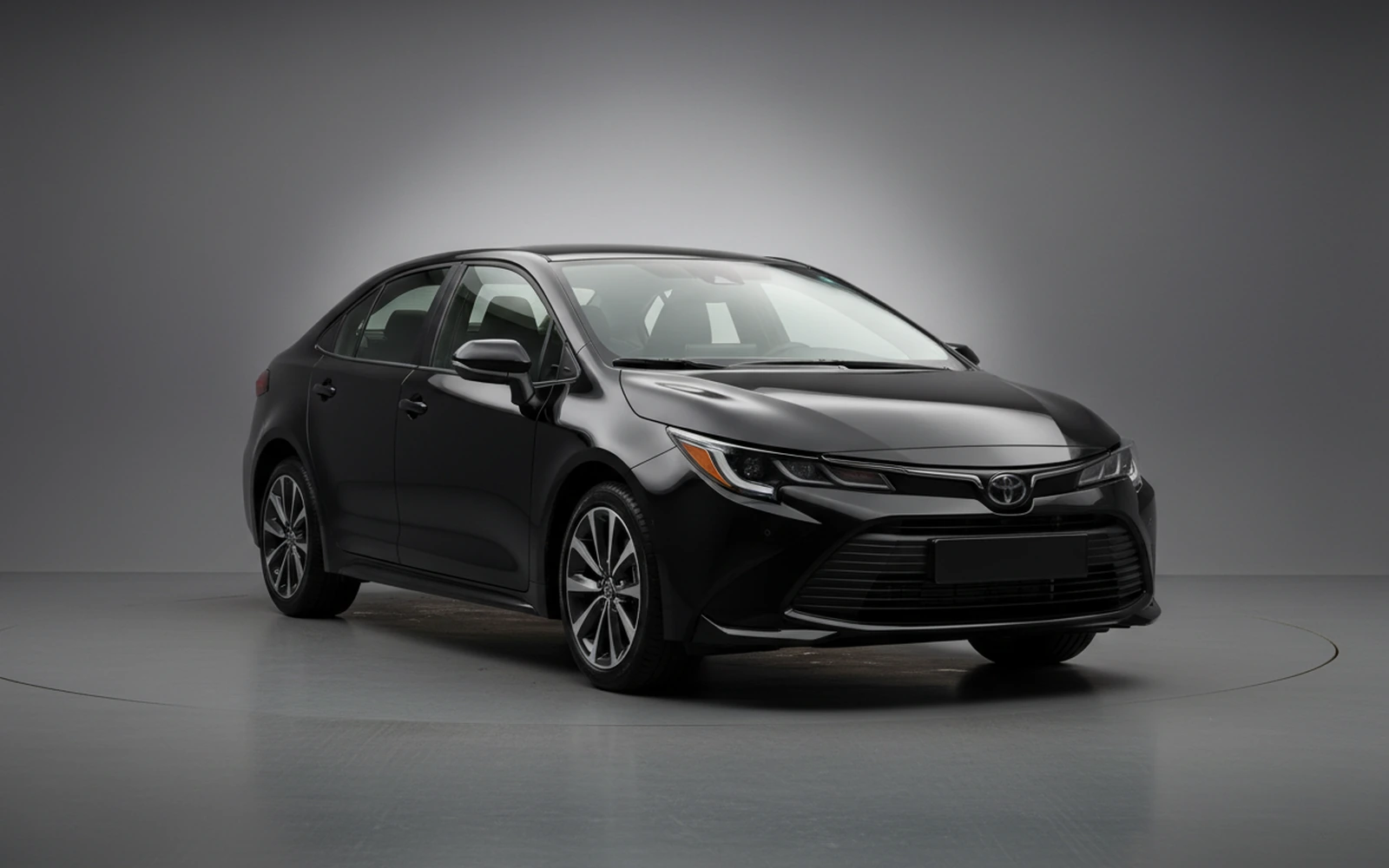 Toyota Corolla Black 2026 for rent in Miami — exterior front view