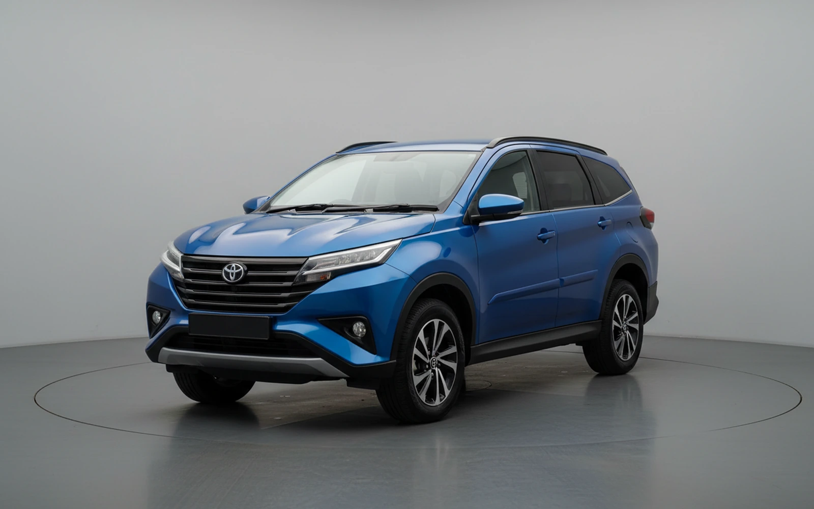 Toyota Rush Blue 2023 for rent in Miami — exterior front view