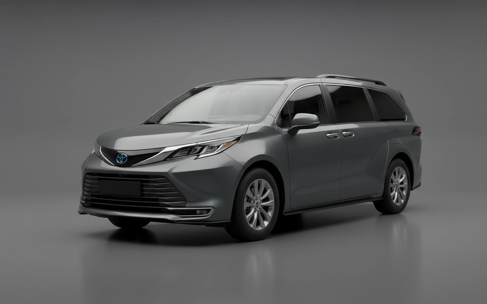 Toyota Sienna Gris 2021 for rent in Miami — exterior front view